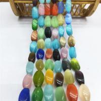 Cats Eye Jewelry Beads, polished, DIY & twist, multi-colored, 8x16mm, Approx 25PCs/Strand, Sold Per 38 cm Strand