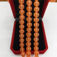 Chalzedon Perle, rund, poliert, DIY, orange, verkauft per 38 cm Strang