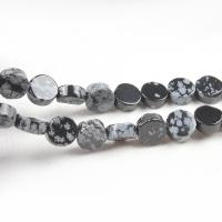 Natural Snowflake Obsidian Beads, Flat Round, polished, DIY, mixed colors, 10mm, Sold By PC