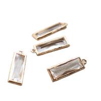 Brass Jewelry Pendants with Glass Rectangle plated faceted mixed colors Sold By PC