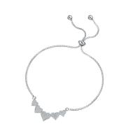 Bracelet cubique en laiton zircon pavent, coeur, bijoux de mode & pour femme & avec zircone cubique, plus de couleurs à choisir, Longueur:9.8 pouce, Vendu par PC