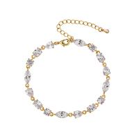 Cubic Zirconia Micro Pave Brass Bracelet with 2 extender chain fashion jewelry & for woman & with cubic zirconia Length 7 Inch Sold By PC