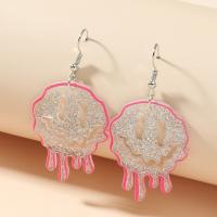 Acrylic Jewelry Earring Halloween Design & fashion jewelry & for woman pink Sold By Pair