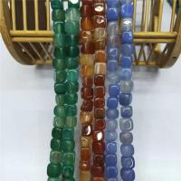 Natürliche Streifen Achat Perlen, Würfel, poliert, DIY, keine, 7x8mm, verkauft per 38 cm Strang
