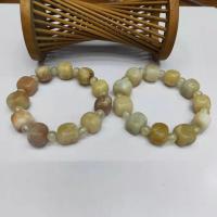 Bracelets de pierres précieuses, jaune de jade, avec cristal, cadre, poli, unisexe, couleurs mélangées, 10x13mm, Longueur:19 cm, Vendu par PC