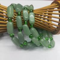 Bracelets de pierres précieuses, aventurine vert, avec cristal, poli, unisexe, couleurs mélangées, 8x16mm, Longueur:19 cm, Vendu par PC
