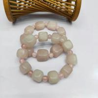 Quartz Bracelets, Rose Quartz, with Crystal, Square, polished, Unisex, light pink, 11x14mm, Length:19 cm, Sold By PC