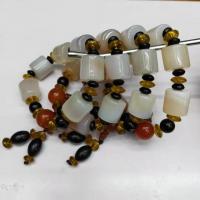 Agaat armbanden, Ocean Agaat, met Kristal, Kolom, gepolijst, uniseks, gemengde kleuren, 15x16mm, Lengte 19 cm, Verkocht door PC