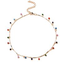 Fashion frynser halskæde, Messing, Runde, forgyldt, for kvinde & emalje, flere farver til valg, 25x15mm, Længde 45 cm, Solgt af PC