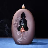 Backflow Incense Burner, Purple Clay, plated, for home and office & durable, 215x135x70mm, Sold By PC
