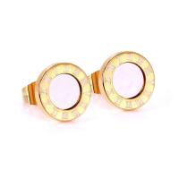 Stainless Steel Stud Earrings, with Shell, plated, for woman, more colors for choice, 10mm, Sold By Pair