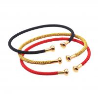 Titanium Steel Cuff Bangle, with Polyester Cord, plated, for woman, more colors for choice, Length:15 Inch, Sold By PC