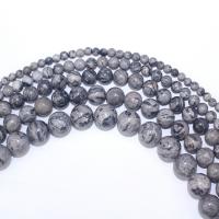 Map Stone Beads, Round, DIY, grey, Sold Per 40 cm Strand