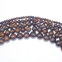 Bronzit Stein Perlen, rund, DIY, gemischte Farben, verkauft per 40 cm Strang