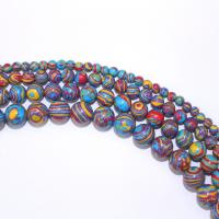 Perles malachites, Malachite, Rond, synthétique, DIY, multicolore, Vendu par 40 cm brin