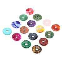 Gemstone Vedhæng Smykker, Natursten, Donut, naturlig, du kan DIY, flere farver til valg, 30x30mm, Solgt af PC