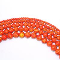 Malachit Perlen, rund, DIY, orange, verkauft per 40 cm Strang
