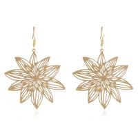 Brass Drop Earring Flower fashion jewelry & for woman golden Sold By Pair