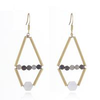 Brass Drop Earring with Natural Stone & Shell fashion jewelry & for woman & faceted Sold By Pair