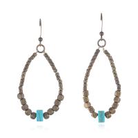 Boucles d'oreilles en alliage de zinc, avec turquoise, bijoux de mode & pour femme, Vendu par paire