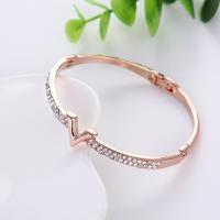 Zinc Alloy Bangle Letter V real gold plated for woman & with rhinestone Length 5.5 cm Sold By Pair