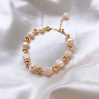 Bracelet en perles de culture d'eau douce, perle d'eau douce cultivée, avec laiton, BeCharmed Pearl, Réglable & pour femme, couleurs mélangées, Longueur 18 cm, Vendu par PC