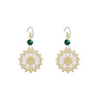 Zinc Alloy Drop Earrings with pearl & Crystal plated for woman & with rhinestone mixed colors Sold By Pair