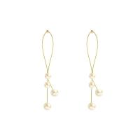 Freshwater Pearl Earrings Brass with pearl 925 thailand sterling silver post pin plated for woman golden Sold By Pair