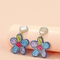 Acrylic Jewelry Earring, Plastic, with Resin & Acrylic, for woman, more colors for choice, 45x35mm, Sold By Pair