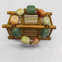 Bransolety kamień szlachetny, Lżejszy Imperial Jade, ze Kryształ, Kwadrat, DIY & dla obu płci, mieszane kolory, 10x16mm, długość 19 cm, sprzedane przez PC