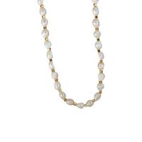 Freshwater Pearl Brass Chain Necklace, cobre, with Pérolas de água doce, banhado a ouro genuino, para mulher, cores misturadas, 6mm, comprimento 46 cm, vendido por PC