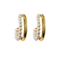 Freshwater Pearl Earrings, Brass, with pearl, 18K gold plated, for woman, more colors for choice, 26x18mm, Sold By PC