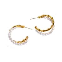 Freshwater Pearl Earrings Brass with pearl 925 thailand sterling silver hoop earring 18K gold plated for woman Sold By PC