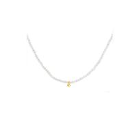 Freshwater Pearl Brass Chain Necklace, Pérolas de água doce, with cobre, banhado a ouro genuino, para mulher, cores misturadas, 4, comprimento 45 cm, vendido por PC
