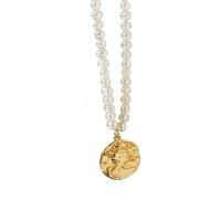 Freshwater Pearl Brass Chain Necklace, cobre, with Pérolas de água doce, banhado a ouro genuino, para mulher, cores misturadas, 16mm, comprimento 43 cm, vendido por PC