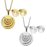 Fashion Stainless Steel Jewelry Sets, Stud Earring & necklace, plated, for woman, more colors for choice, 18*20mm,1.5mm,10mm, Length:17 Inch, Sold By Set