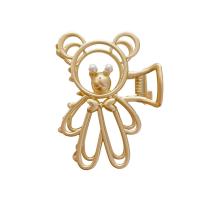 Hair Claw Clips Zinc Alloy with pearl Bear handmade for woman Sold By PC