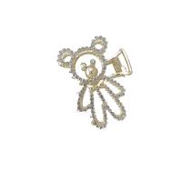 Clips de Garra, aleación de zinc, con perla, Oso, hecho a mano, para mujer & con diamantes de imitación, Blanco, 78x60mm, Vendido por UD