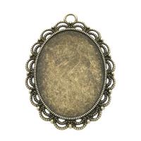 Tibetan Style Pendant Cabochon Setting, plated, antique gold color, 30x40mm, 1000PCs/Bag, Sold By Bag