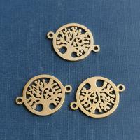 Titanium Steel Connector, Round, polished, tree of life design, more colors for choice, 20x15x12mm, Sold By PC