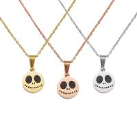 Halloween náhrdelník, Nerez, Lebka, unisex & Halloween Šperky dárek, více barev na výběr, 10mm, Délka 45 cm, Prodáno By PC