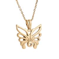 Stainless Steel Jewelry Necklace, Butterfly, sand blast & fashion jewelry & for woman, golden, 22x20mm, Length:17.72 Inch, Sold By PC