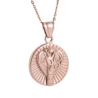 Stainless Steel Jewelry Necklace, plated, sand blast & fashion jewelry & for woman, rose gold color, 25x26mm, Length:17.72 Inch, Sold By PC