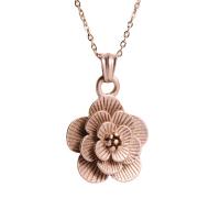 Stainless Steel Jewelry Necklace, Flower, plated, fashion jewelry & for woman, rose gold color, 28x22mm, Length:17.72 Inch, Sold By PC