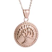 Stainless Steel Jewelry Necklace Round plated fashion jewelry & tree of life design & for woman rose gold color Length 17.72 Inch Sold By PC
