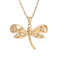 Stainless Steel Jewelry Necklace, Dragonfly, fashion jewelry & for woman, golden, 40x26mm, Length:17.72 Inch, Sold By PC