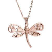 Stainless Steel Jewelry Necklace Dragonfly stoving varnish sand blast & fashion jewelry & for woman rose gold color Length 17.72 Inch Sold By PC