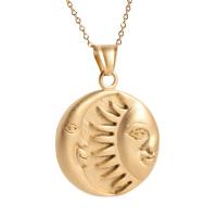 Stainless Steel Jewelry Necklace, Round, 18K gold plated, fashion jewelry & sun and moon & for woman, 30x31mm, Length:17.72 Inch, Sold By PC