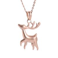 Stainless Steel Jewelry Necklace Deer plated sand blast & fashion jewelry & for woman rose gold color Length 17.72 Inch Sold By PC