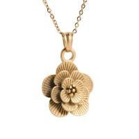 Stainless Steel Jewelry Necklace Flower stoving varnish sand blast & fashion jewelry & for woman golden Length 17.72 Inch Sold By PC